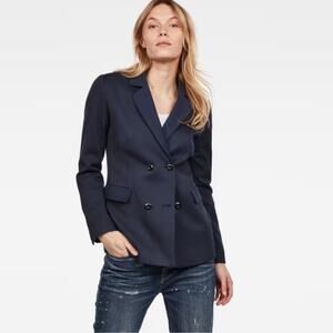 G-Star Raw Vodan Double Breasted Blazer Navy Blue Size M Office Preppy Minimal